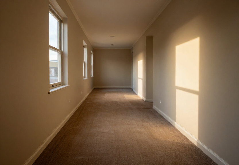 Same Riverstone living room after water extraction and drying, fully restored
